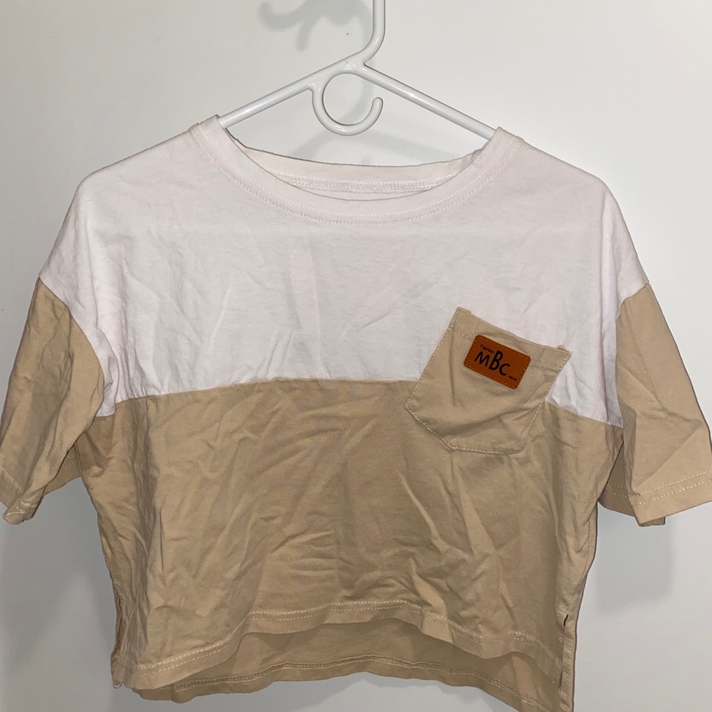 Shein beige/white crop top